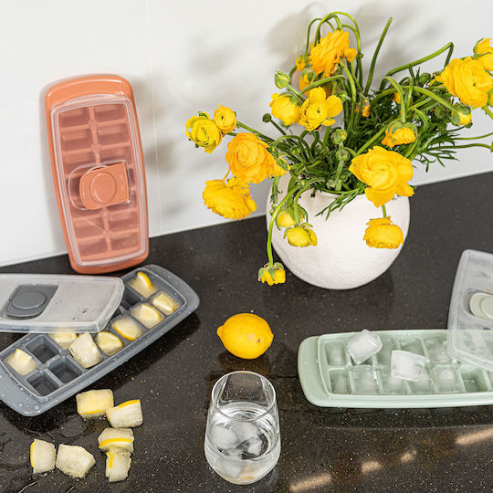 Estia Ice Tray Rectangular Plastic 14 Slots with Lid Pink 01-15046