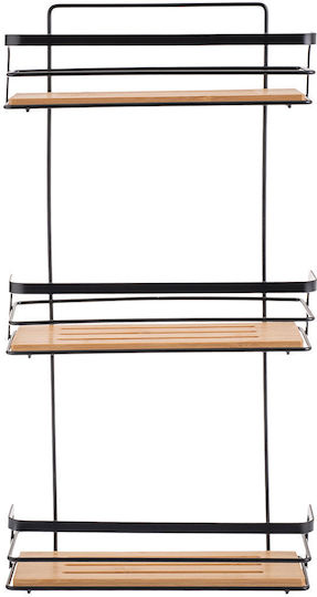 Estia Essential Montat pe perete Raft Baie Metal cu 3 Rafturi 25.5x10x49cm Neagră