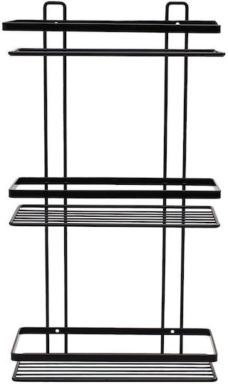 Estia Elegant Wall Mounted Bathroom Shelf Metallic with 3 Shelves 20.1x20.1x53.6cm Black