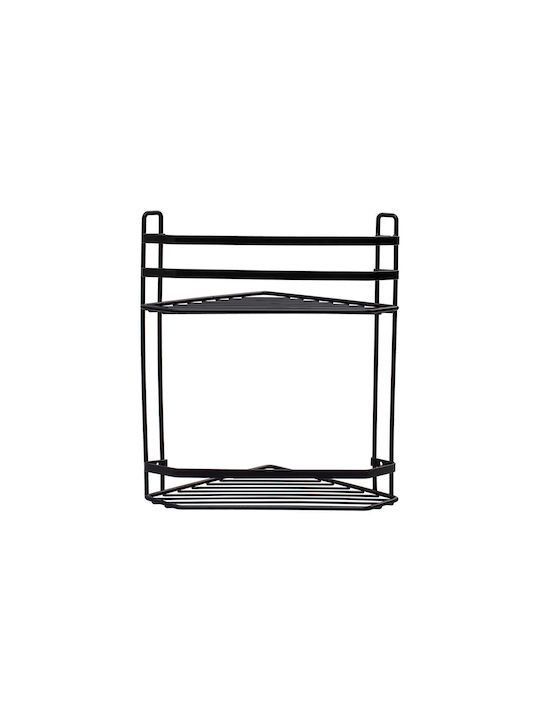 Estia Corner Wall Mounted Bathroom Shelf Metallic with 2 Shelves 20.2x20.2x31.7cm