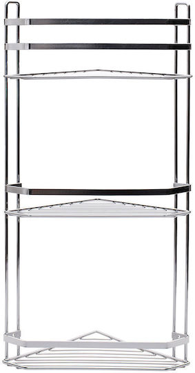 Estia Elegant Corner Wall Mounted Bathroom Shelf Metallic with 3 Shelves 54x28x18cm