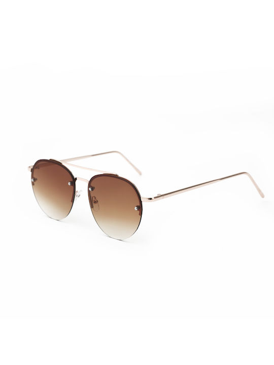 V-store Sunglasses with Rose Gold Metal Frame and Brown Gradient Lens 20.526GOLDCOFFEE