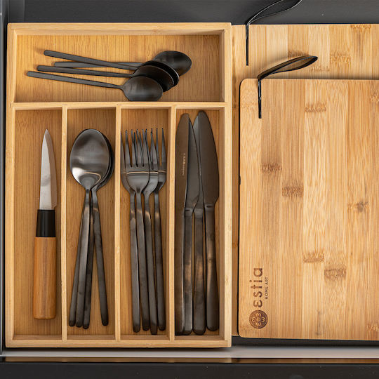 Estia Drawer Cutlery Tray Bamboo Essentials Wooden 33x23x4.5cm Brown