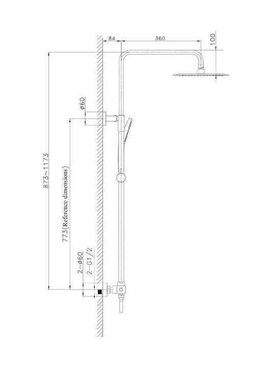 Orabella Adjustable Shower Column with Mixer Black