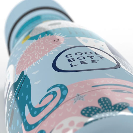 Cool Bottles Kids Water Bottle Thermos Stainless Steel with Pop-Up Cap Sea World 260ml