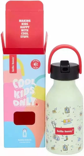 Hello Hossy Sticlă pentru copii Termos din Oțel Inoxidabil cu Pai 350ml