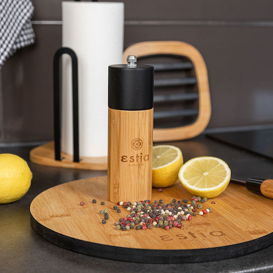 Estia Bamboo Essentials Ръчна Мелничка За Сол Дървена в Черен Цвят 16cm