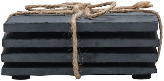 Estia Σουβέρ Πέτρινο Μαύρο 10x10cm 4τμχ