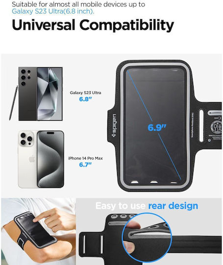 Spigen A703 Arm Band / Sock & Pouch up to 6.9" Black AMP07187