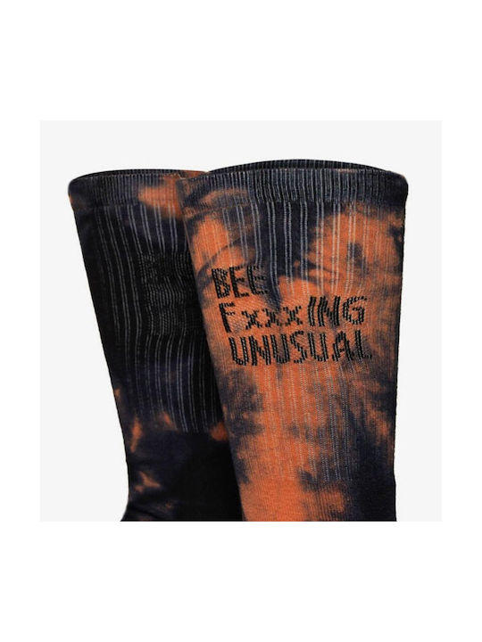 Bee. Unusual. Bee Fxxxing Unusual Tie Dye Issue Men's Socks Blue Depths/carrot