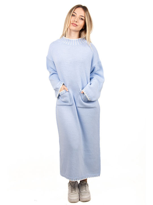 Oversized Western Knit Dress Blue