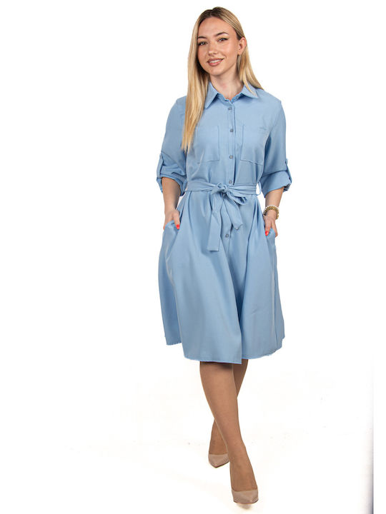 Φόρεμα Σεμιζιέ Σαφάρι Γαλάζιο