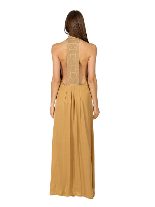 Aggel Maxi Rochie de Seară Satin Gold