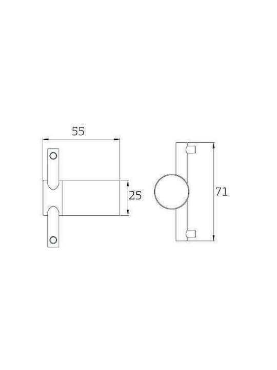 Orabella Άγκιστρο Μπάνιου Διπλό με Βίδες ​7.1x5.5cm Ασημί