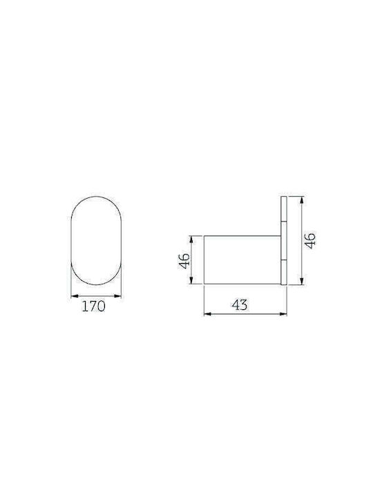 Orabella Single Wall-Mounted Bathroom Hook ​17x4.3cm Black