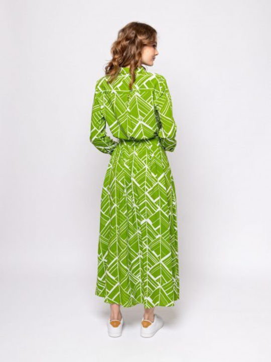 Heavy Tools Long Sleeve Printed Dress 457/valma L.t Green