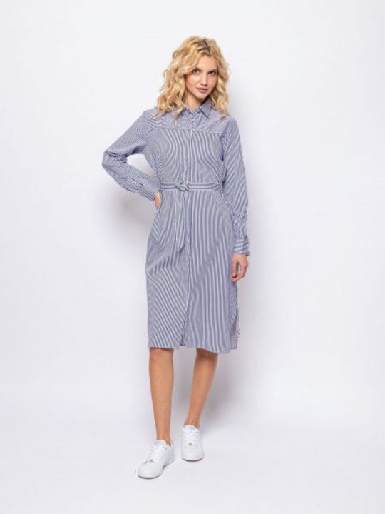 Heavy Tools Striped Women's Dress with Belt 451/Verona Navy