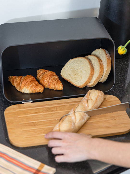 Estia ESSENTIALS Bread Box with Lid made of Bamboo Black 34.5x19x17cm