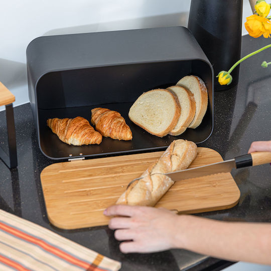 Estia ESSENTIALS Bread Box with Lid made of Bamboo Black 34.5x19x17cm
