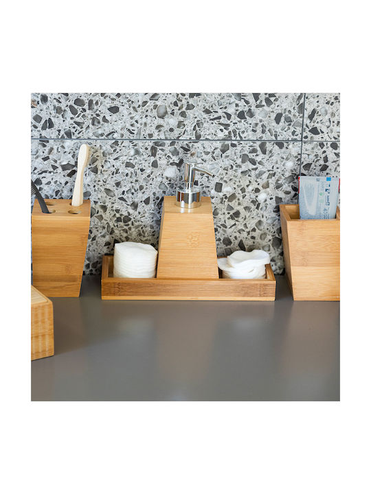 Estia Bathroom Accessory Set Wooden Brown 3 Pieces