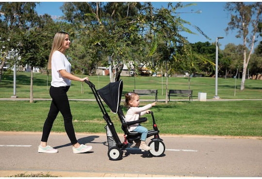 Smart Trike Детска Триколка STR3 Folding Сгъваем, Преобразуем с Родителска Дръжка & Сенник за 9+ месеца Черен