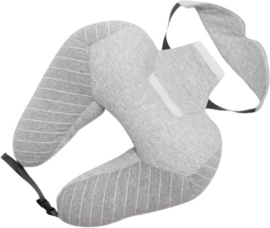 Edman Cotton made Travel Pillow Travel Set Pillow and Mask 32x30x11cm Gray