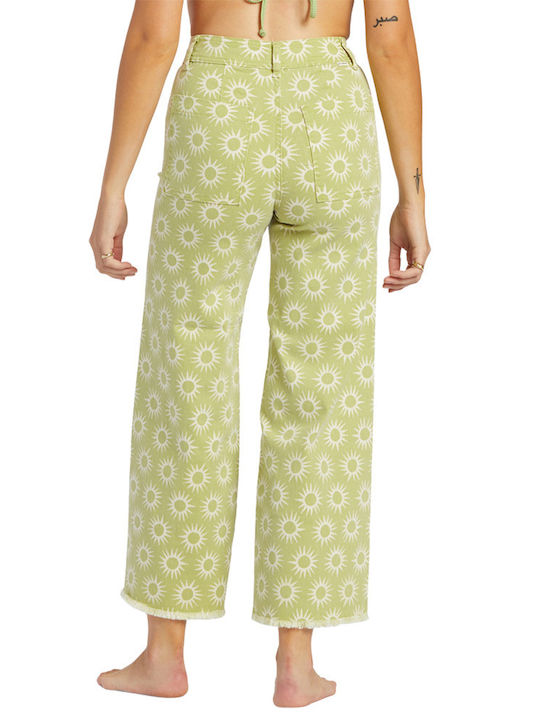 Billabong Women's Fabric Trousers in Wide Line Green