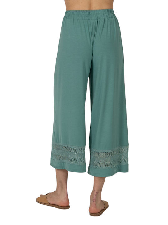 Aggel Femei Tesatura Capri Pantaloni Teal