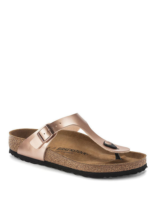 Birkenstock Bs Classic Gizeh Bf Metallic Ανατομικά Σανδάλια Χρυσά