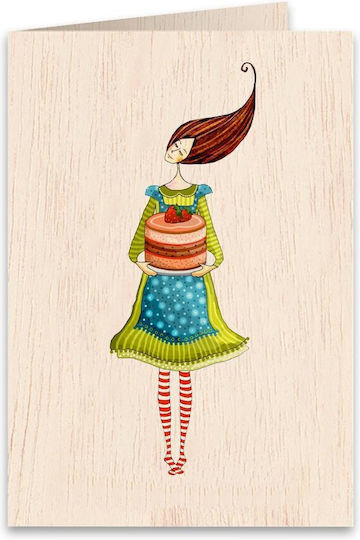 Greeting Card Birthday Wooden 16.2x11.4cm