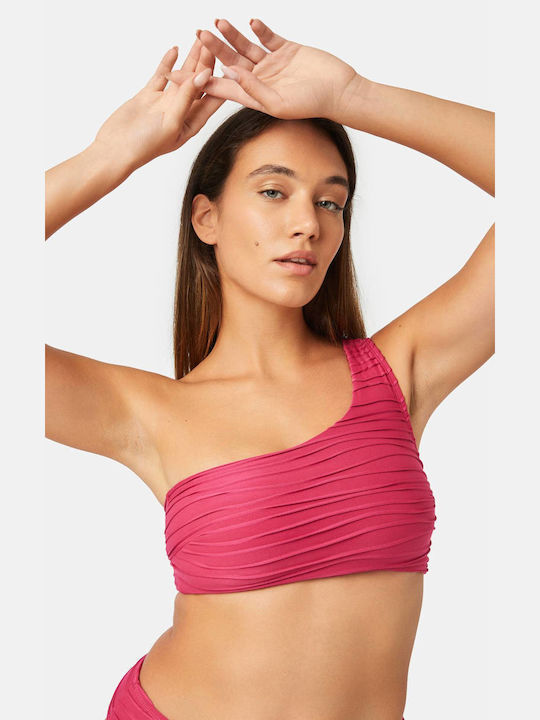 Minerva One Shoulder Bikini Top Fuchsia