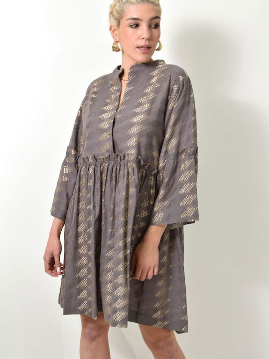 Kurzer Rüschen-Kaftan, schönes Design, lila 24097