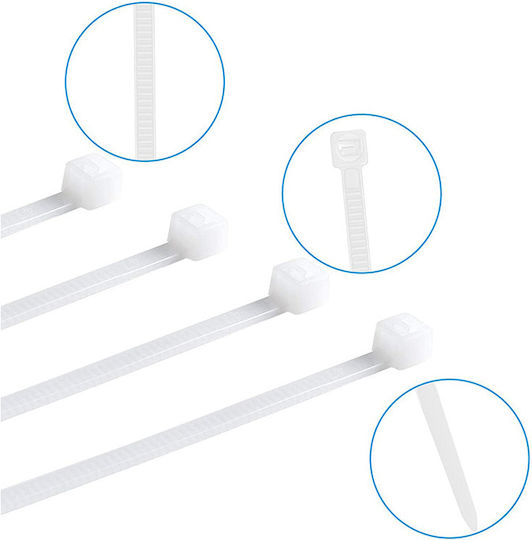 Legături Cablu Plastice 100mmx2.5mm În Culoare Albă 100 Bucăți ZK11133QWS48