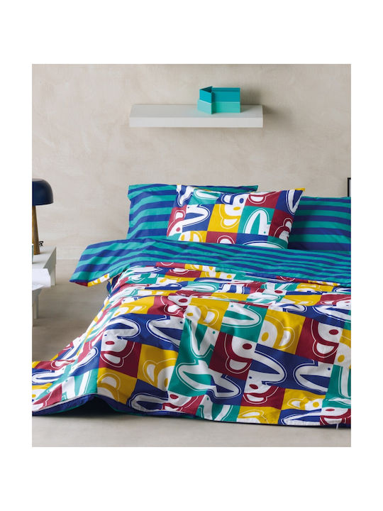 Kentia Sheets Set Single Cotton Blue 160x270cm 3pcs