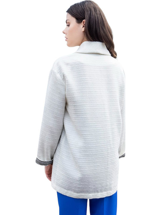 Aggel Blazer pentru femei Tweed Sacou White