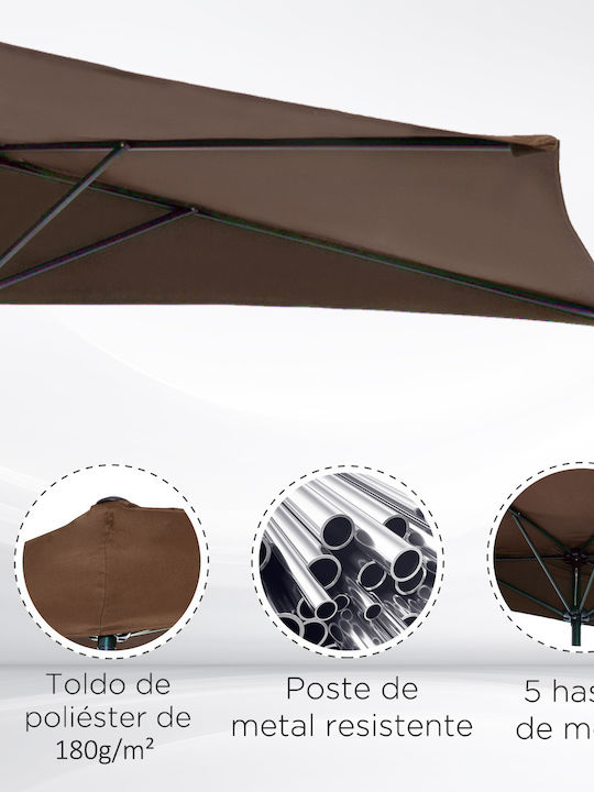 Garten & Terrassen Sonnenschirm Bodenständer Rund Aluminium Braun 2.69x1.38m 84D-007CF