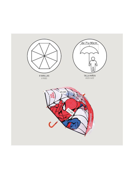 Spiderman Kinder Regenschirm Gebogener Handgriff Rot mit Durchmesser 45cm.