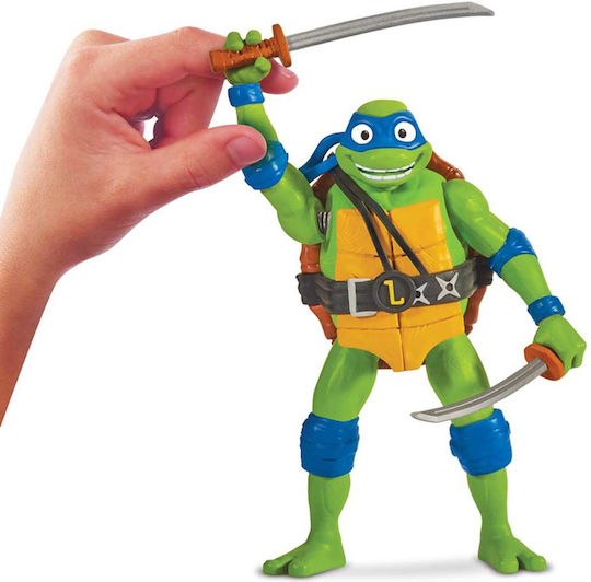Фигура за Действие Mutant Mayhem Movie Deluxe Ninja Shouts Костенурките нинджа (Teenage Mutant Ninja Turtles) със звуци Леонардо за 4+ години Години 14см.