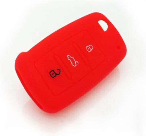 Car Key Cover Case made of with 3 Buttons for VW / Seat / Skoda in Red Color