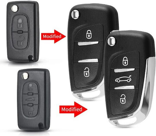 Klappbar mit 3 Tasten für Peugeot / Renault