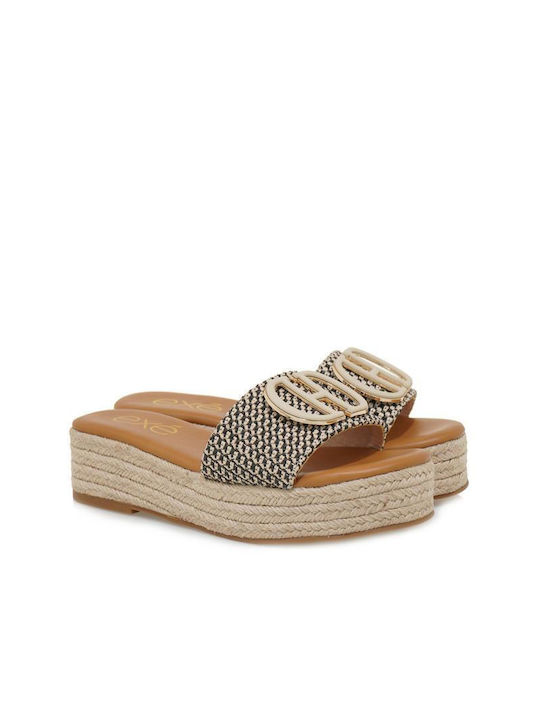 Exe Women's Flat Sandals Flatforms in Beige Color