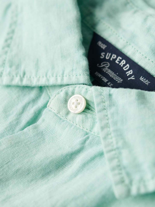 D3 Stud Studios Casual Short-sleeved Linen Shirt Green