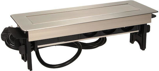 Orno Τριπλή Χωνευτή Πρίζα Ρεύματος με 2 Θύρες USB Ασημί