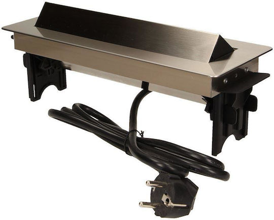 Orno Τριπλή Χωνευτή Πρίζα Ρεύματος με 2 Θύρες USB Ασημί