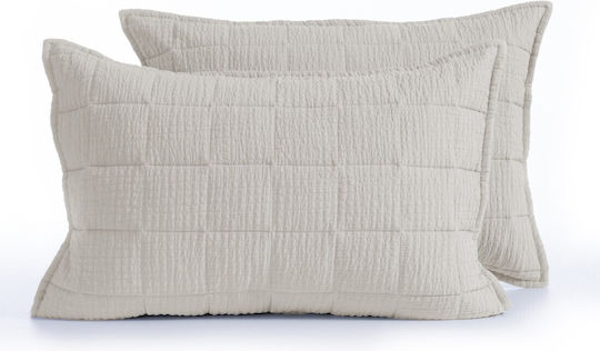 Nef-Nef Homeware Elements Kissenbezug-Set Oxford Gesteppt Silver/blue 52x72cm.