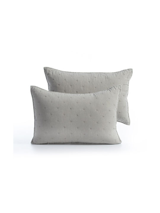 Nef-Nef Homeware Elements Pillowcase Set Oxford Quilted Grey 52x72cm.