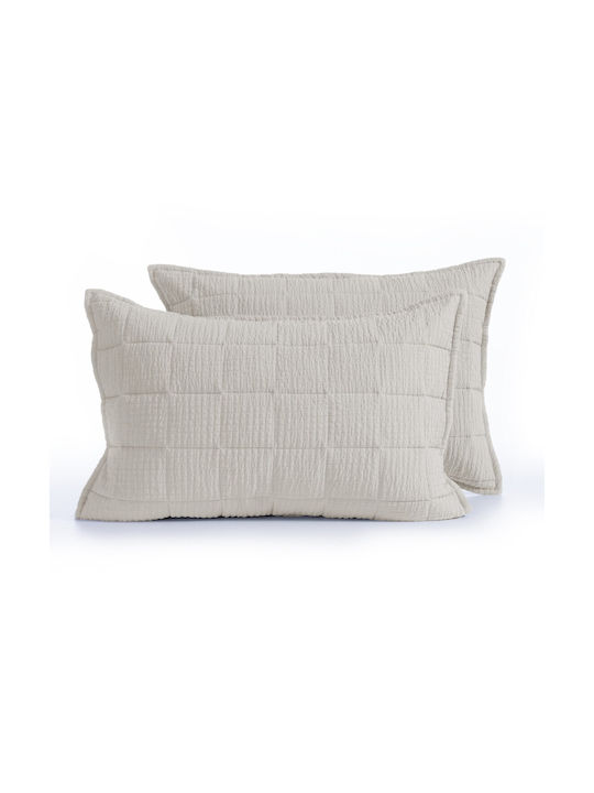 Nef-Nef Homeware Elements Pillowcase Set Oxford Quilted Stone 52x72cm.