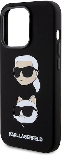 Karl Lagerfeld Liquid Umschlag Rückseite Silikon Schwarz (iPhone 15 Pro Max)