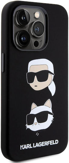 Karl Lagerfeld Liquid Umschlag Rückseite Silikon Schwarz (iPhone 15 Pro Max)