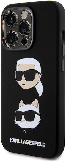 Karl Lagerfeld Liquid Umschlag Rückseite Silikon Schwarz (iPhone 15 Pro Max)